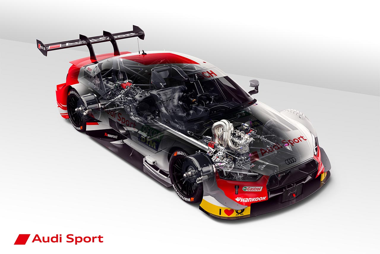 アウディRS5 DTMのカットアウェイ・ドローイング。クラス1の機構が良く分かる。