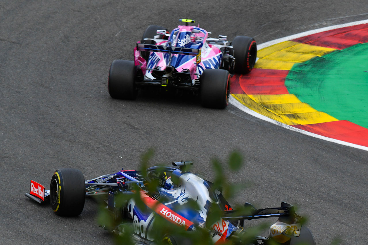 2019年F1ベルギーGP　ランス・ストロール（レーシング・ポイント）とダニール・クビアト（トロロッソ・ホンダ）