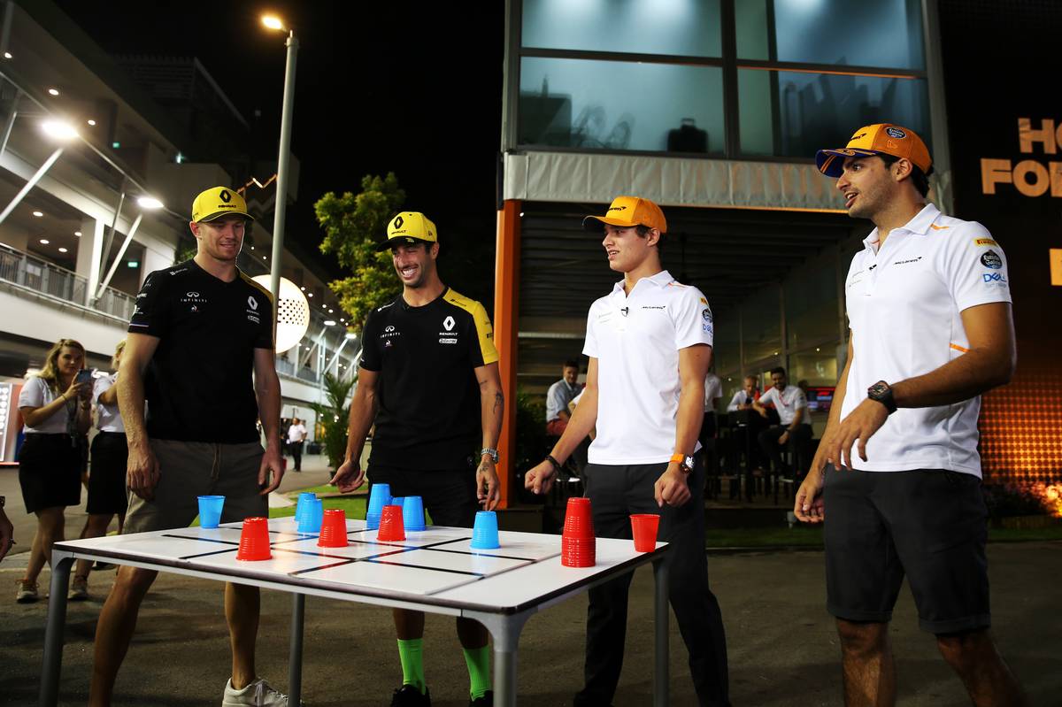 2019年F1第15戦シンガポールGP　ニコ・ヒュルケンベルグ、ダニエル・リカルド、ランド・ノリス、カルロス・サインツJr.