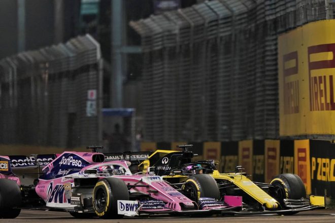 2019年F1第15戦シンガポールGP　セルジオ・ペレス、ダニエル・リカルドのバトル