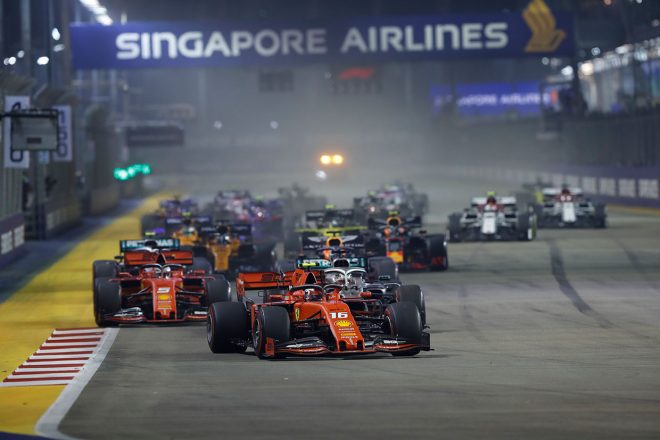 2019年F1第15戦シンガポールGP決勝スタート時のシャルル・ルクレール