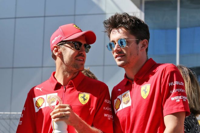 2019年F1第16戦ロシアGP　セバスチャン・ベッテル、シャルル・ルクレール（フェラーリ）