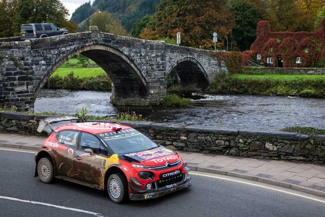2019年のWRC第12戦ラリーGB、シェイクダウンを走ったセバスチャン・オジエ（シトロエンC3 WRC）
