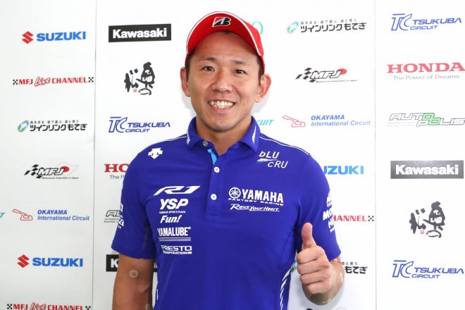 全日本ロードレース選手権第7戦でダブルポールを獲得した中須賀克行（YAMAHA FACTORY RACING TEAM）