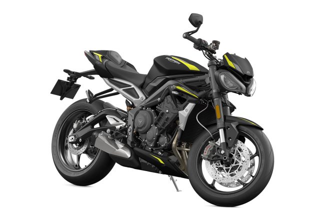 ストリートトリプルRS、マットジェットブラック×アルミニウムシルバー（イエローデカール）