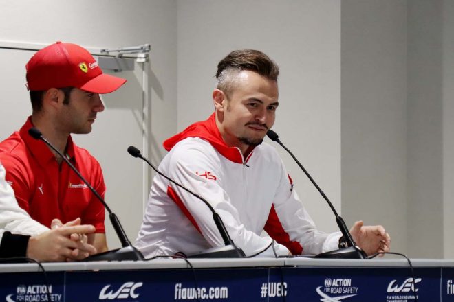 WEC金曜会見に登場したケイ・コッツォリーノ（MRレーシング）