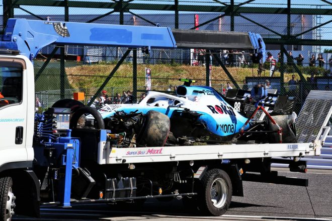 2019年F1第17戦日本GP予選Q1でクラッシュしてしまったロバート・クビサ（ウイリアムズ）