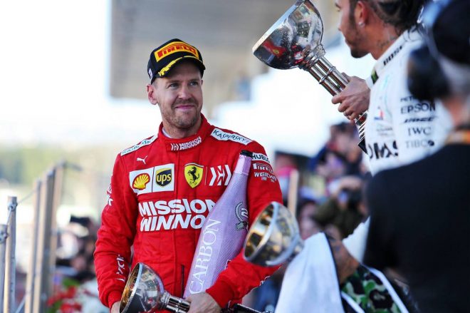 2019年F1第17戦日本GP日曜　セバスチャン・ベッテル（フェラーリ）は2位表彰台
