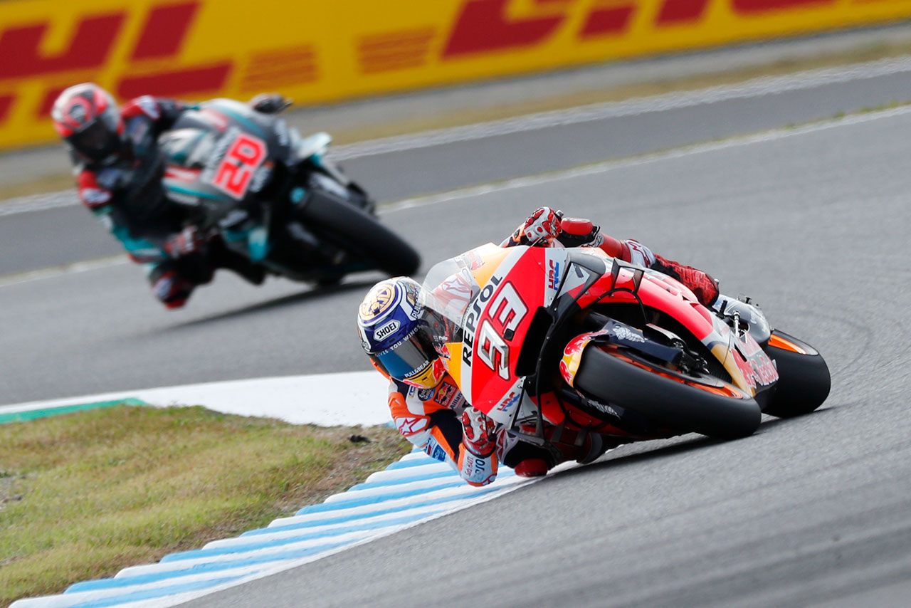 1周目にクアルタラロにかわされるもすぐに抜き返してトップを奪ったマルク・マルケス