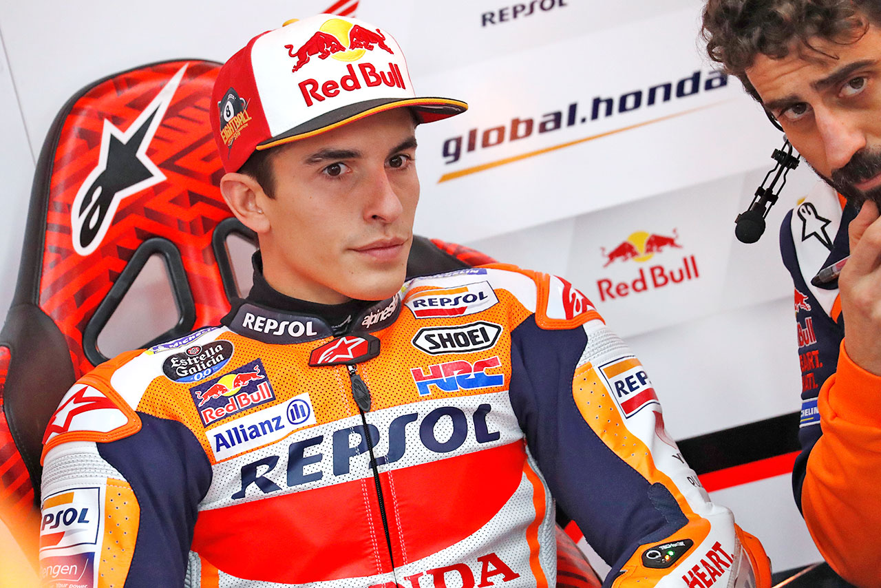 王者獲得後の次のレースで転倒リタイアするというジンクスを破ったマルク・マルケス（レプソル・ホンダ・チーム）