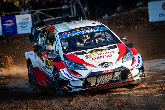 2019年のWRC第13戦スペイン、シェイクダウンステージを走るオット・タナク（トヨタ・ヤリスWRC）