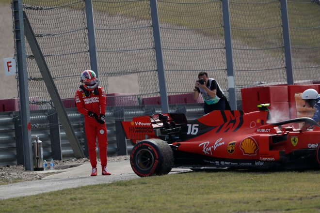 2019年F1第19戦アメリカGP　FP3でPUトラブルに見舞われたシャルル・ルクレール（フェラーリ）