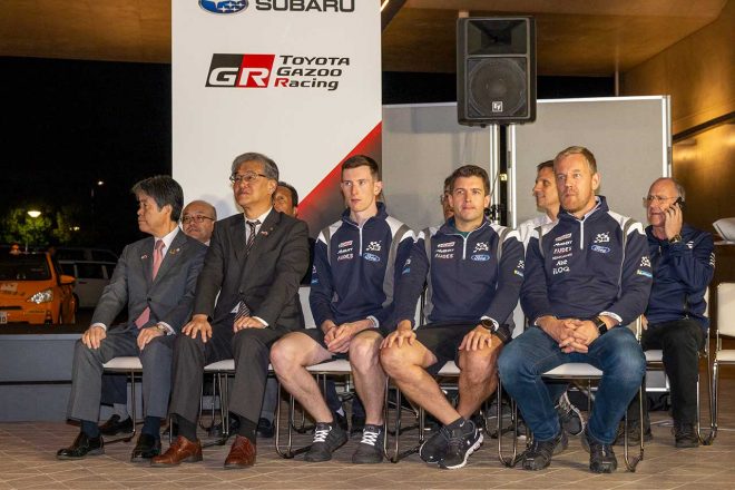 セントラル・ラリーの開会式にはMスポーツ・フォードのエルフィン・エバンスやスコット・マーティン、ヤルモ・レーティネンも出席