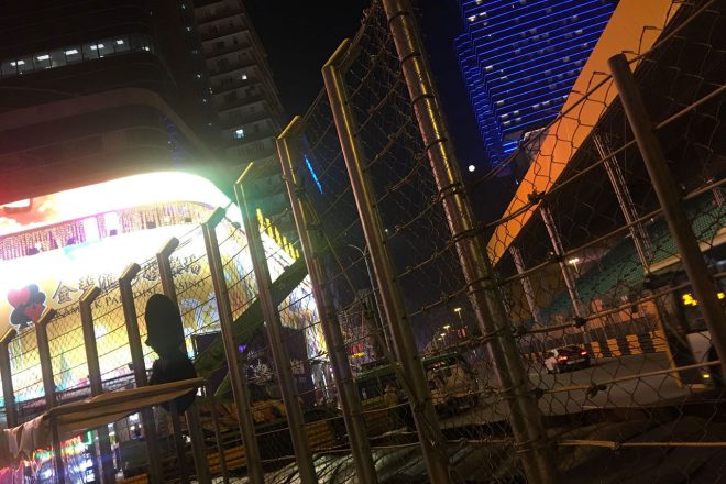 リスボア・エンド外側の支柱とキャッチ・フェンス。支柱は明らかに高くなり、支柱の間隔も明らかに狭くなっている。写真には映っていないが支柱の根元部分も強固になっている。