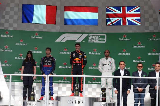 2019年F1第20戦ブラジルGP　表彰台