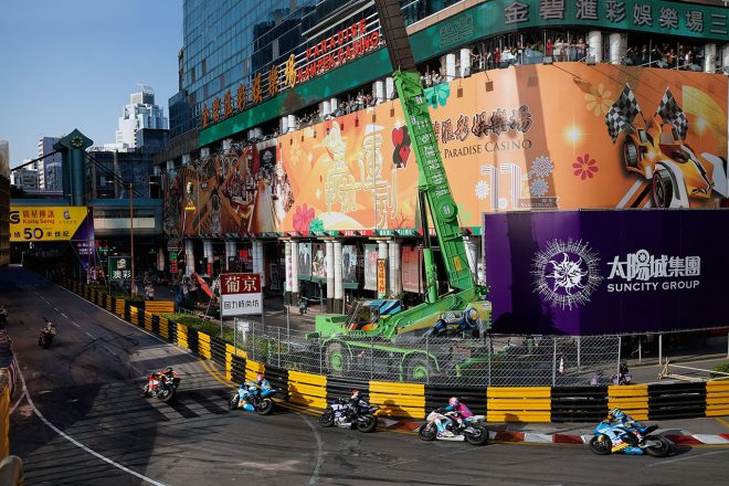 第66回マカオグランプリ、モーターサイクルGPの決勝レースの様子