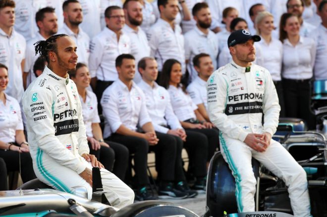 2019年F1最終戦アブダビGP　ルイス・ハミルトン、バルテリ・ボッタス（メルセデス）