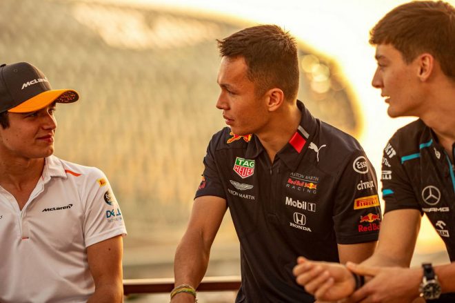 2019年F1最終戦アブダビGP　アレクサンダー・アルボン、ランド・ノリス、ジョージ・ラッセル