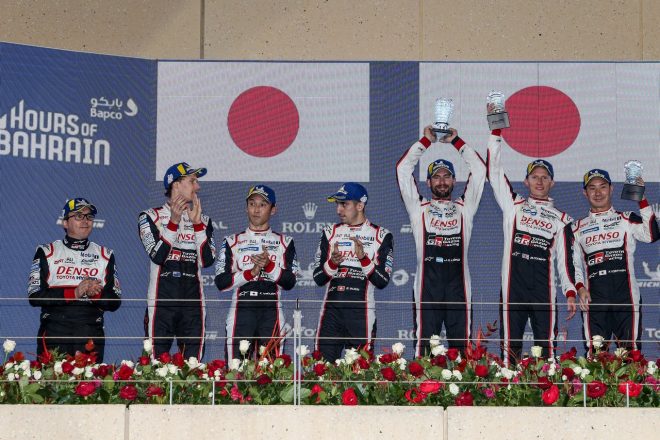 表彰台に上ったTOYOTA GAZOO Racingのドライバーたち