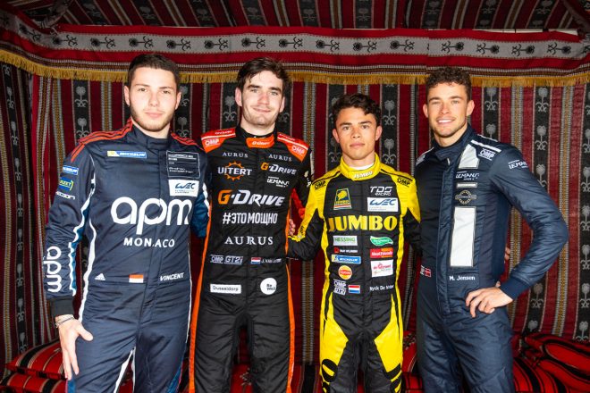 WECに選ばれた4人の“ルーキードライバー”。左からビンセント・アブリル、ヨブ・バン・ウィタート、ニック・デ・フリース、ミケル・ジェンセン