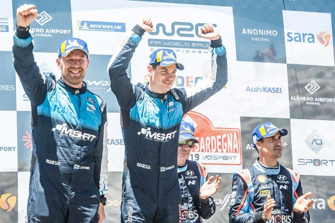 ラリー・チリでキャリアベストの総合2位表彰台を獲得したテーム・スニネン（フォード・フィエスタWRC）。この大会からコドライバーにはベテランのヤルモ・レーティネンが就いた