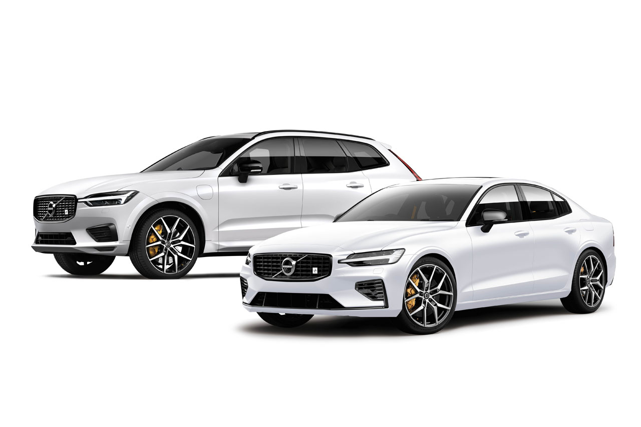 東京オートサロン2020に出展されるボルボXC60 T8ポールスター・エンジニアード（奥）とS60 T8ポールスター・エンジニアード（手前）