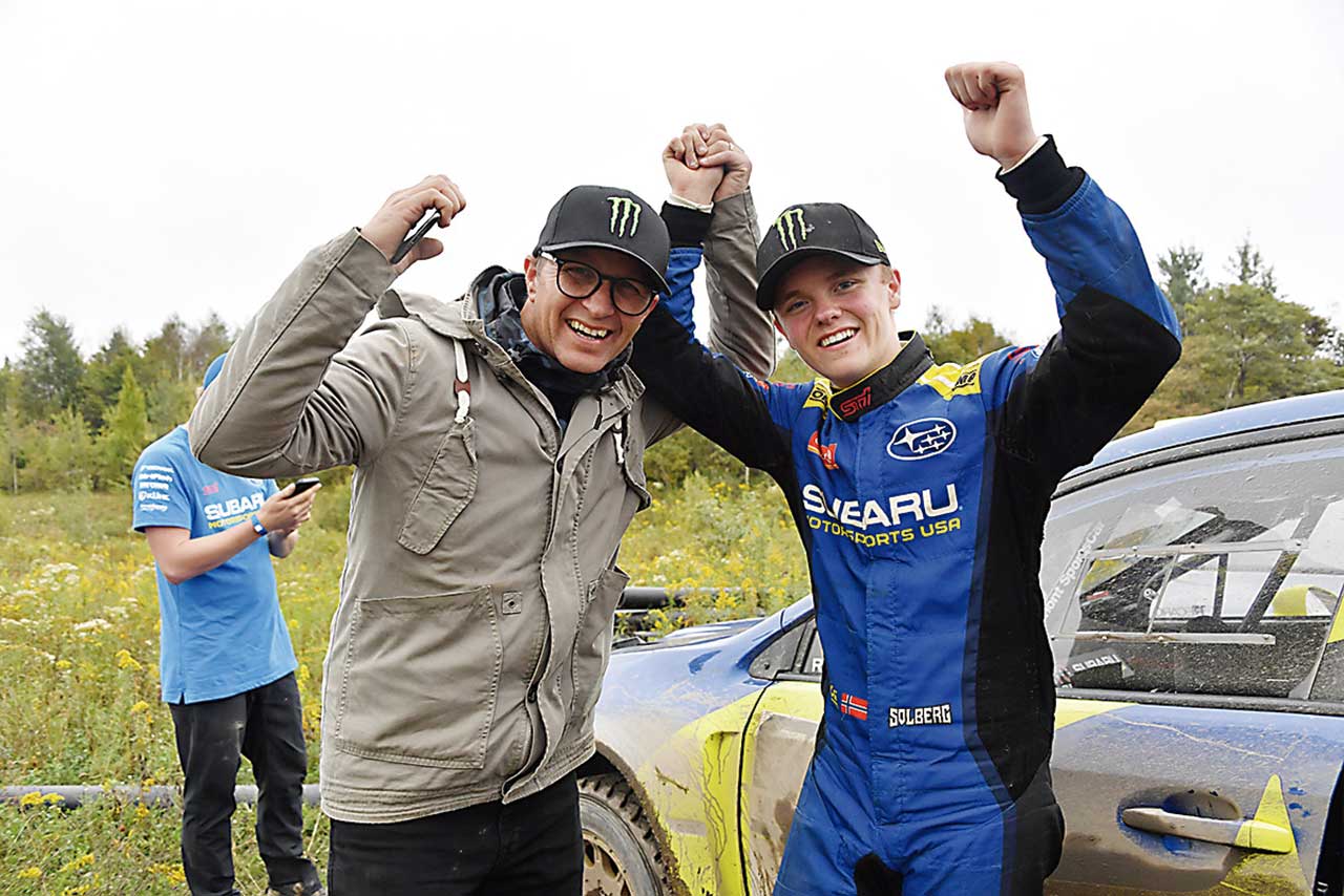 ARAで活躍するペターとオリバーのソルベルグ親子。オリバーは2001年生まれの18歳。ラリーやラリークロスで経験を積んできており、そのスピードを高く評価する声も多い。ふたたびスバルでソルベルグが走る日も近い？