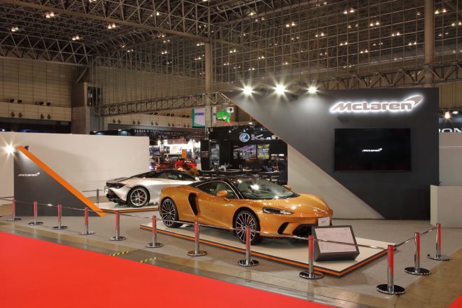東京オートサロン2020のマクラーレンブース。同社のオートサロン出展は今回が初めてだ。