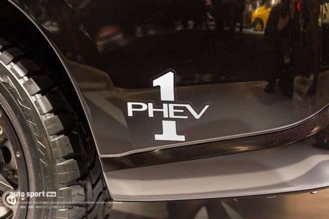 ミツビシ・アウトランダーPHEV 特務機関NERV仕様のリヤタイヤ後方のロゴ