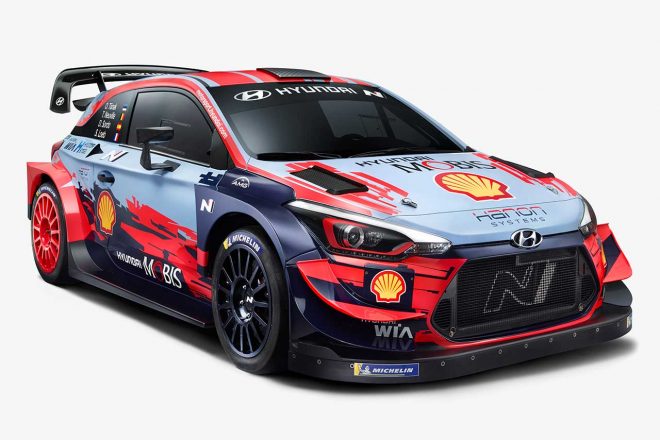 2020年型ヒュンダイi20クーペWRC。ルーフ上のインテークは薄型化された