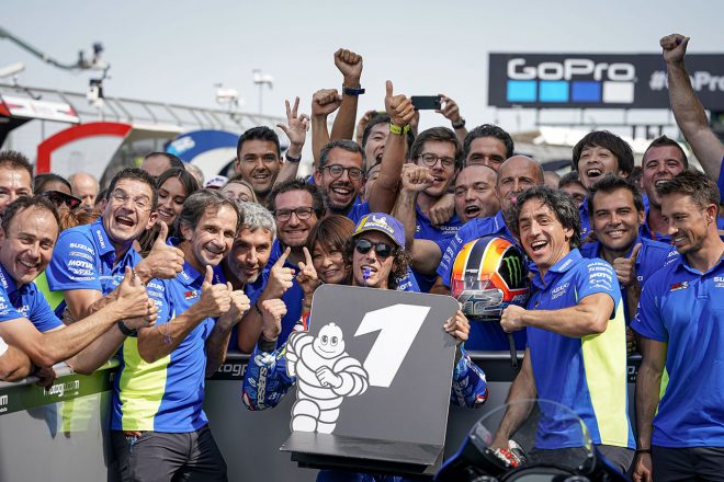 2019MotoGP 第12戦イギリスGPで優勝したアレックス・リンス（チーム・スズキ・エクスター）