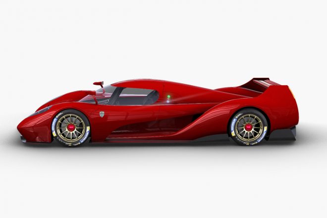 SCG 007のサイドビュー。タイヤは単独サプライヤーのミシュラン製レーシングタイヤを装着する。