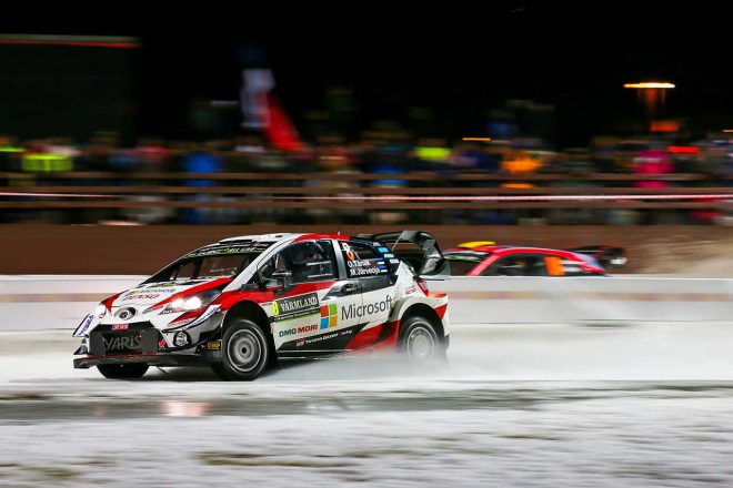 カールスタッドのステージは2台のラリーカーが同時に走るスーパースペシャル形式で行われる予定だった。（写真は2019年大会のもの）