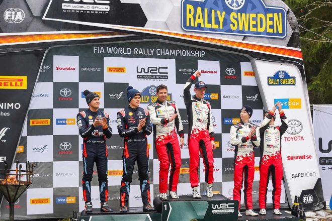 2020年WRC第2戦スウェーデンの暫定表彰式