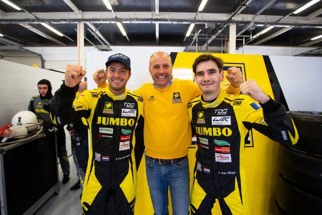 レーシングチーム・ネダーランドの（左から）ギド・バン・デル・ガルデ、フリッツ・バン・イアード、ヨブ・バン・ウイタート。この他、レギュラードライバーにFIA-F2王者のニック・デ・フリースを擁する。