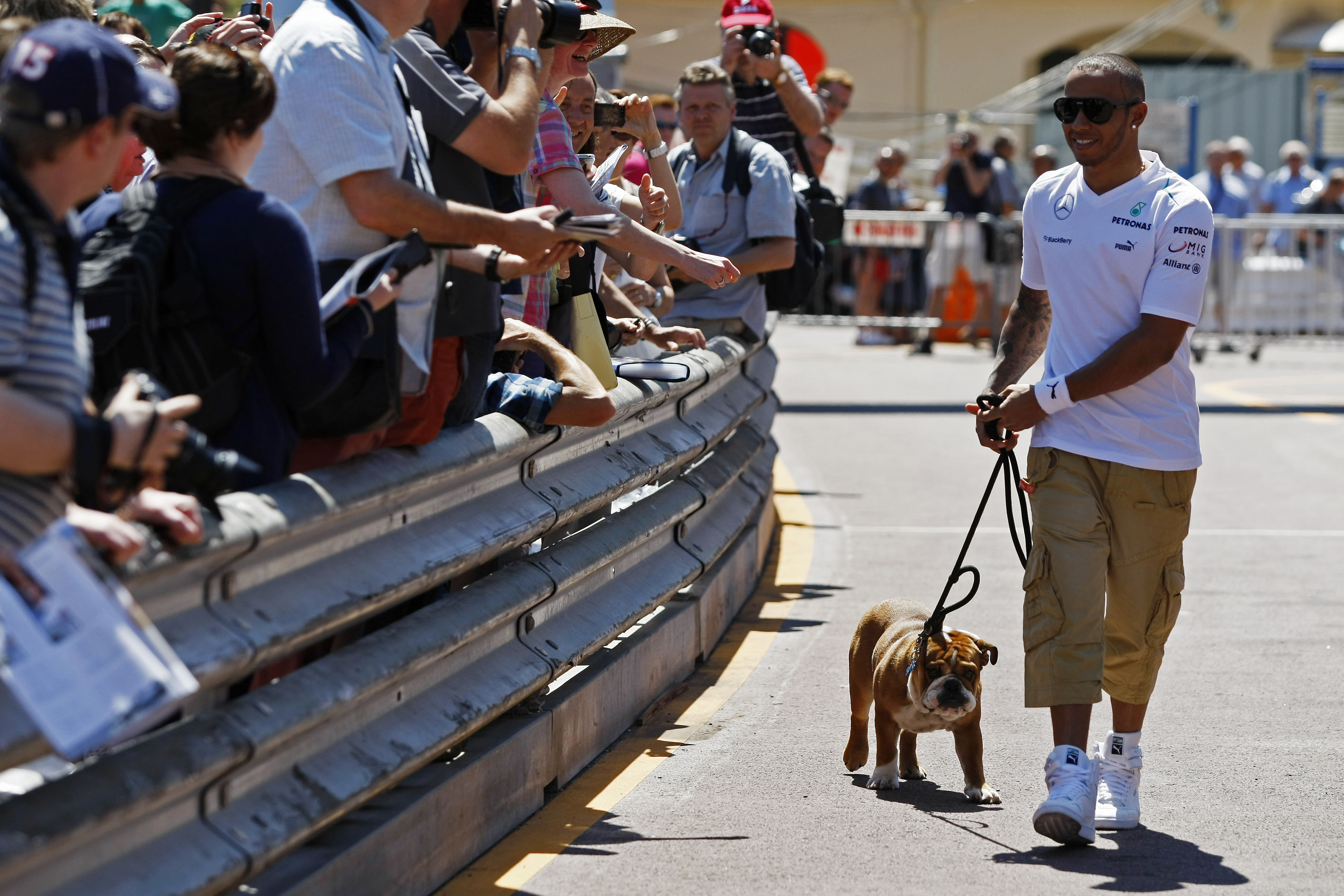 F1モナコGPでのハミルトンと愛犬ロスコー