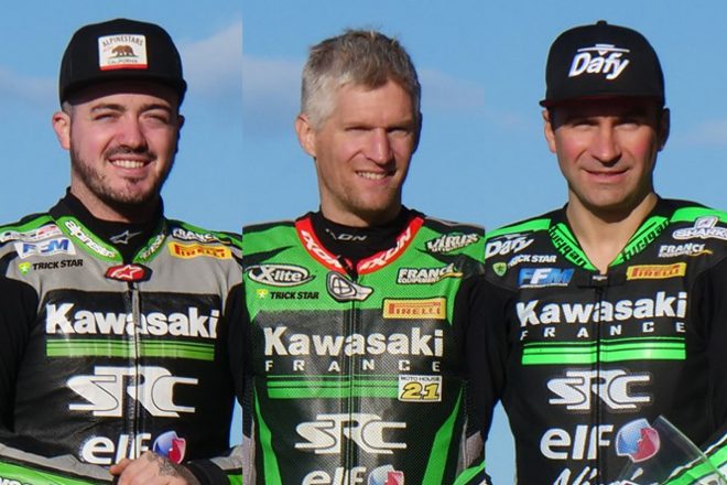 ジェレミー・ガルノニ、デビッド・チェカ、エルワン・ニゴン（EVA RT Webike SRC Kawasaki France）