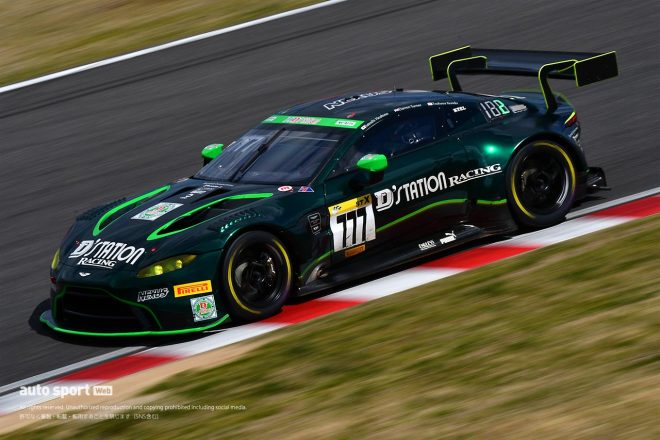2019年のスーパー耐久に参戦したD'station Vantage GT3。「777」をつけ新型バンテージGT3の世界初勝利を飾った。