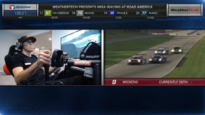 今戦はハフ・モータースポーツから2018年のインディカーで大クラッシュを喫したロバート・ウィケンスが参戦。ハンドブレーキを使ってドライビングでポルシェ911 RSRを操った。