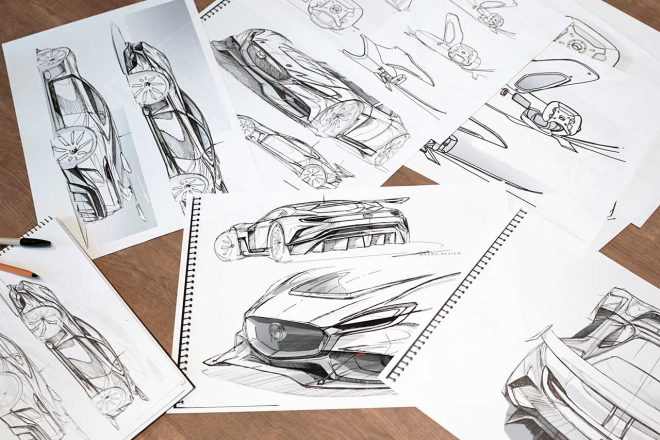 マツダRX-VISION GT3コンセプトのスケッチ画