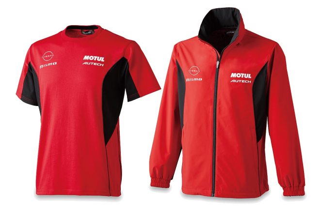 『NISMO collection』のCOMFIT Tシャツ（左）、COMFIT ウインドブレーカー（右）