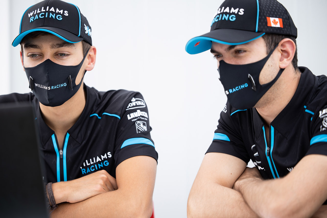 2020年F1第3戦ハンガリーGP　来季のウイリアムズ継続を発表したジョージ・ラッセルとニコラス・ラティフィ（ウイリアムズ）