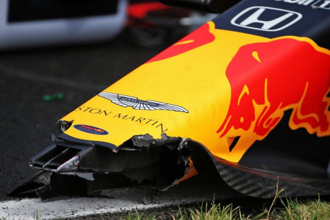 2020年F1第3戦ハンガリーGP　マックス・フェルスタッペン（レッドブル・ホンダ）の破損したフロントノーズ