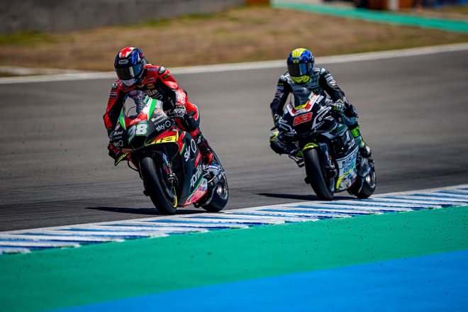 2020MotoGP第2戦スペインGP：ブラッドリー・スミス（アプリリア・レーシング・チーム・グレシーニ）、ティト・ラバット（レアーレ・アビンティア・レーシング）