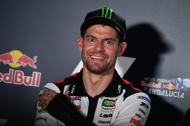 MotoGP第3戦アンダルシアGPのプレイベント プレスカンファレンスに登場したカル・クラッチロー（LCRホンダ・カストロール）