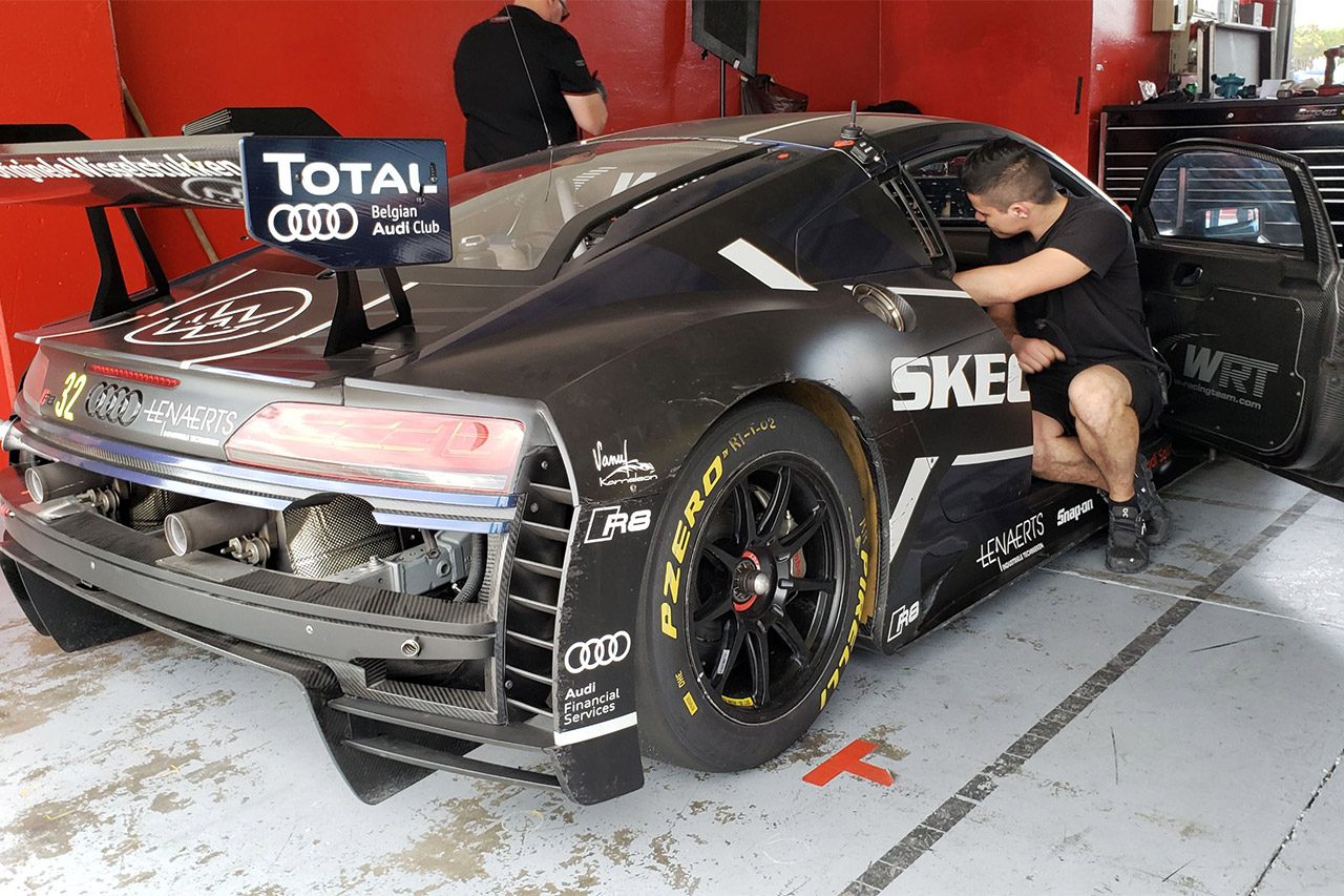 富田がミサノでドライブしたアウディ。本番で使用する31号車と異なり、32号車に乗車した。