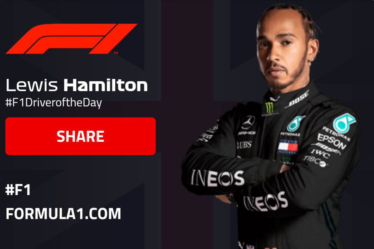 2020年F1第4戦イギリスGPでドライバー・オブ・ザ・デーを獲得したルイス・ハミルトン（メルセデス）