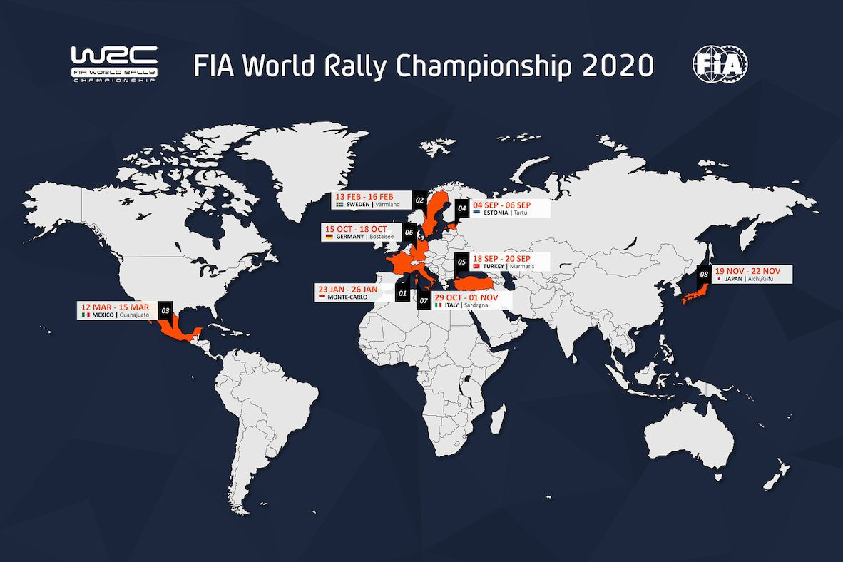 2020年WRC改訂版スケジュール（7月31日版）