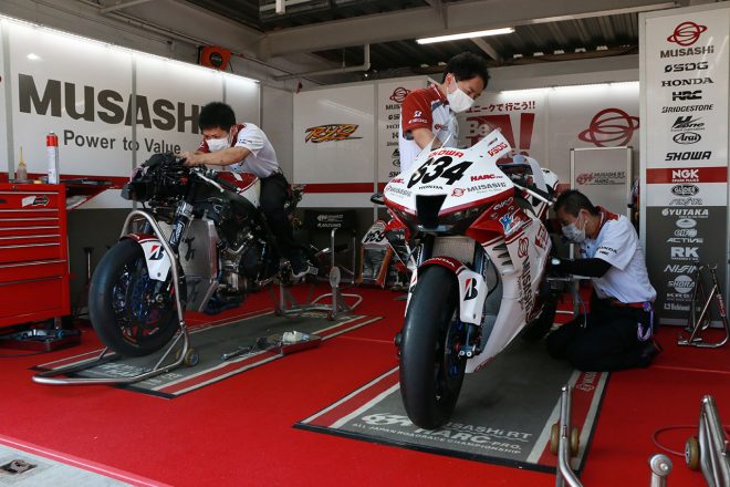 MuSASHi RT HARC-PRO.Hondaのピット/2020年全日本ロード第1戦SUGO
