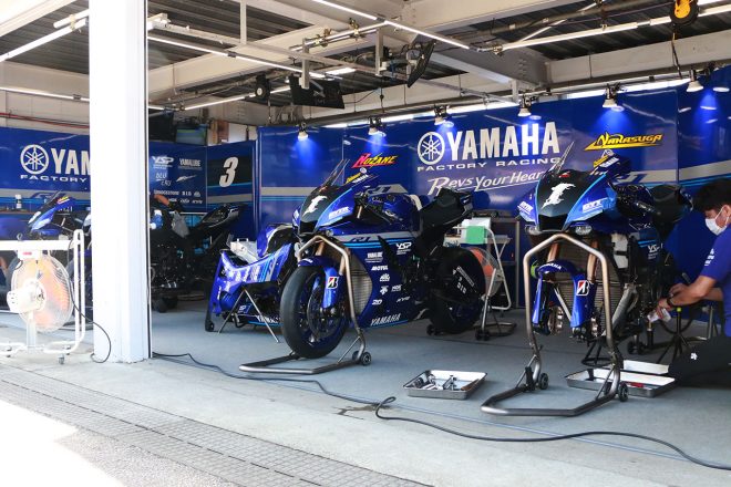 YAMAHA FACTORY RACING TEAMのピット/2020年全日本ロード第1戦SUGO